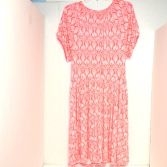 Lane Bryant Pink Floral Maxi Dress - Size: 14/16 – Flutter Sleeve, Scoop Neck - Picture 2 of 5